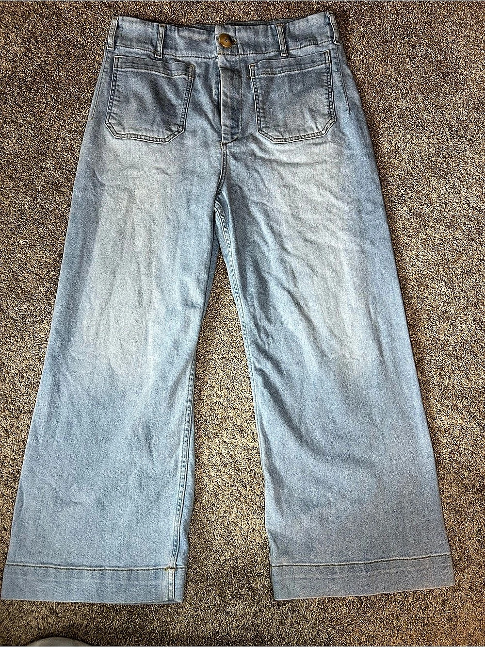 maeve The Colette Crop High-Rise Wide-Leg Jeans Blue Waist 32